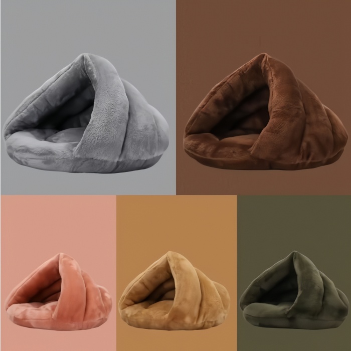 Anti-slip Bottom Waterproof Pet Bed Plush Slippers-Shaped Cat Cave Nest