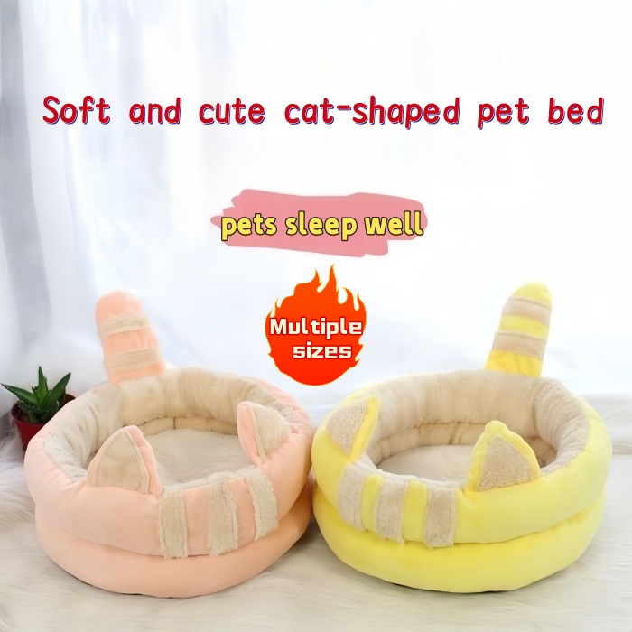 Cat ear Cat Bed Pet Bed with Removable Cushioned Pillow