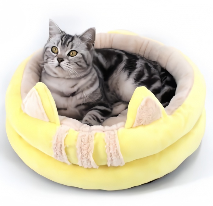 Cat ear Cat Bed Pet Bed with Removable Cushioned Pillow 