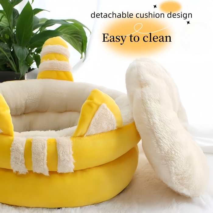 Cat ear Cat Bed Pet Bed with Removable Cushioned Pillow 