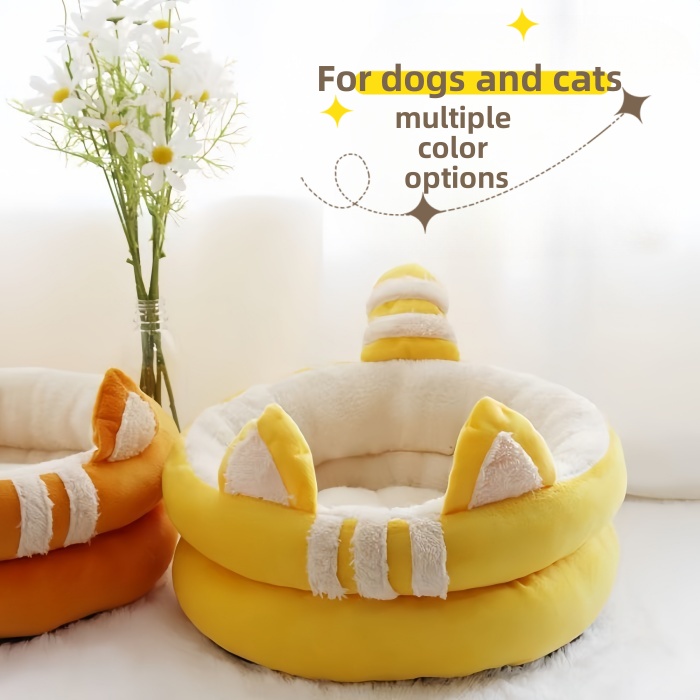 Winter Velvet Warm Pet Cat Dog Sofa Bed Round Dog Bed Cute Style 
