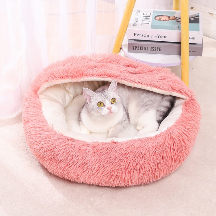 Cat Bed Shell Shape Plush Warm In Autumn Winter