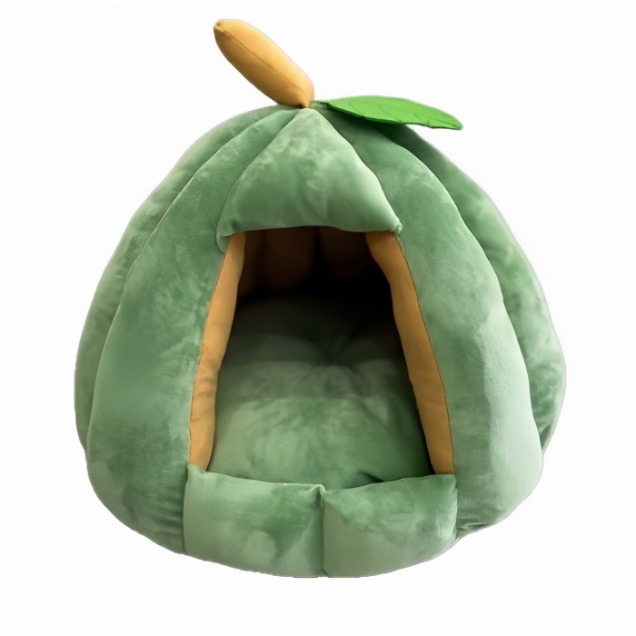 A Semi-enclosed Pumpkin-shaped Super-soft Pet Cat Bed House Nest 