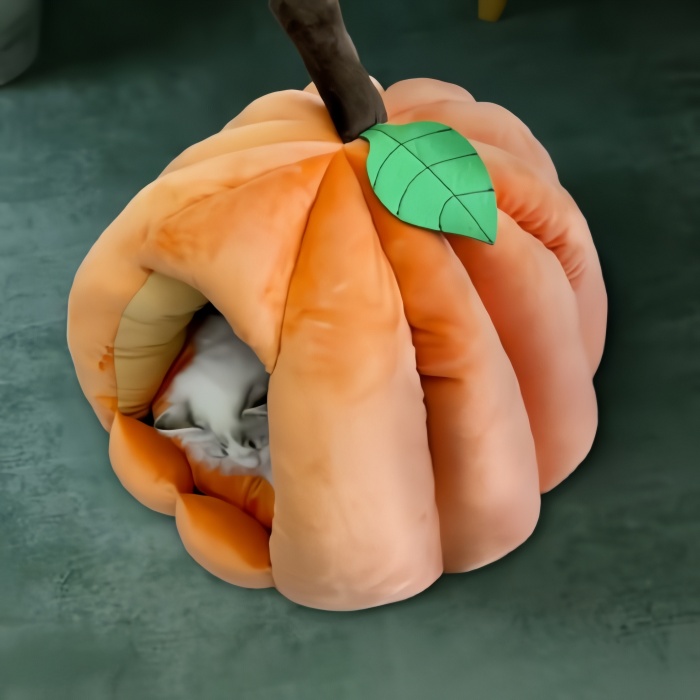 Cute Pumpkin Cat Bed Cat House Soft Cat Cave Bed For Small Peds 