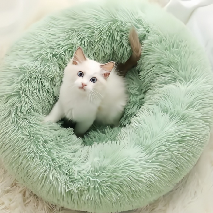 Plush Round Cat Dog Pad Deep Sleep Bed 