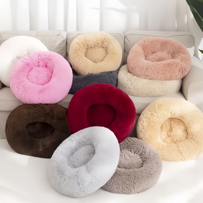 Plush Round Cat Dog Pad Deep Sleep Bed 