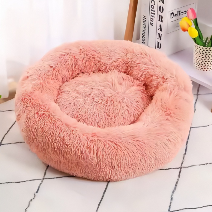 Soft Fabric Dog Bed Comfortable Round Donut Pet Beds Cushion 