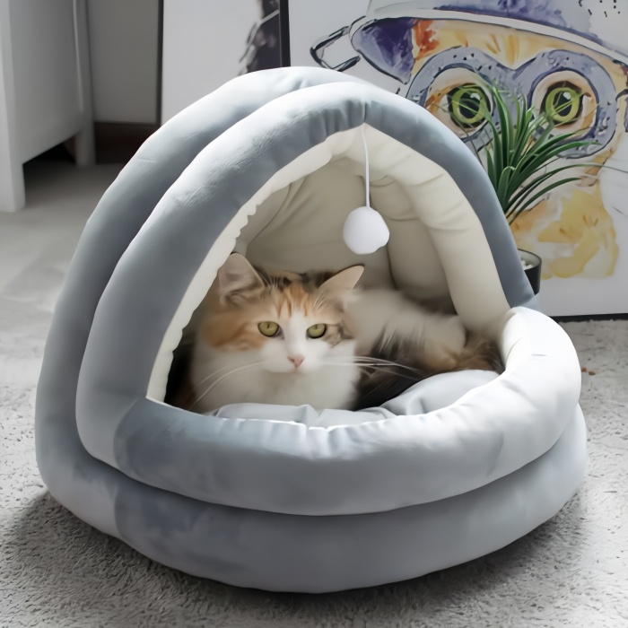 Warm Plush Soft Yurt PP Cotton Cat Folding House Bed 